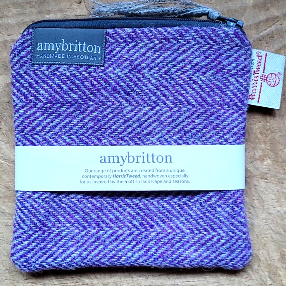NWT wool Amy Britton medium HarrisTweed purple bag wallet purse Scotland